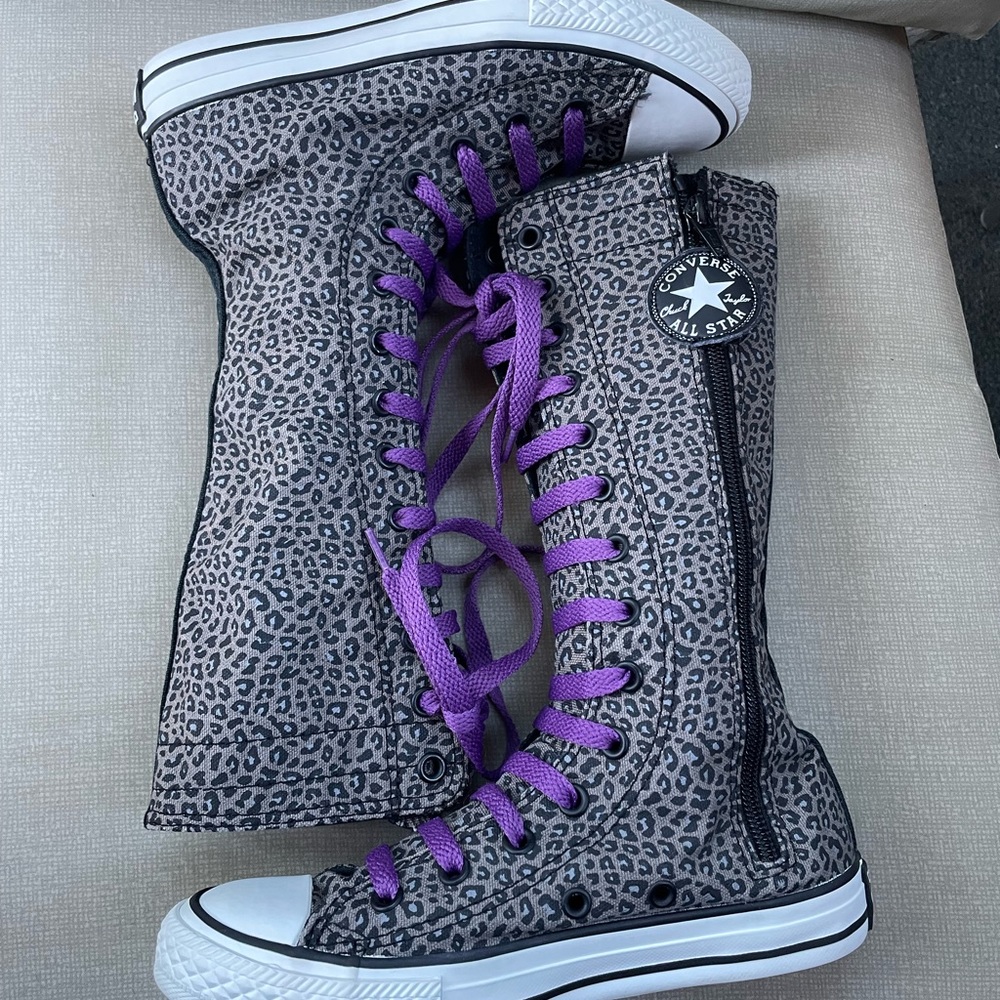 Converse All Star Chuck Taylor RARE Calf High sneaker Zip Junior US Size 1